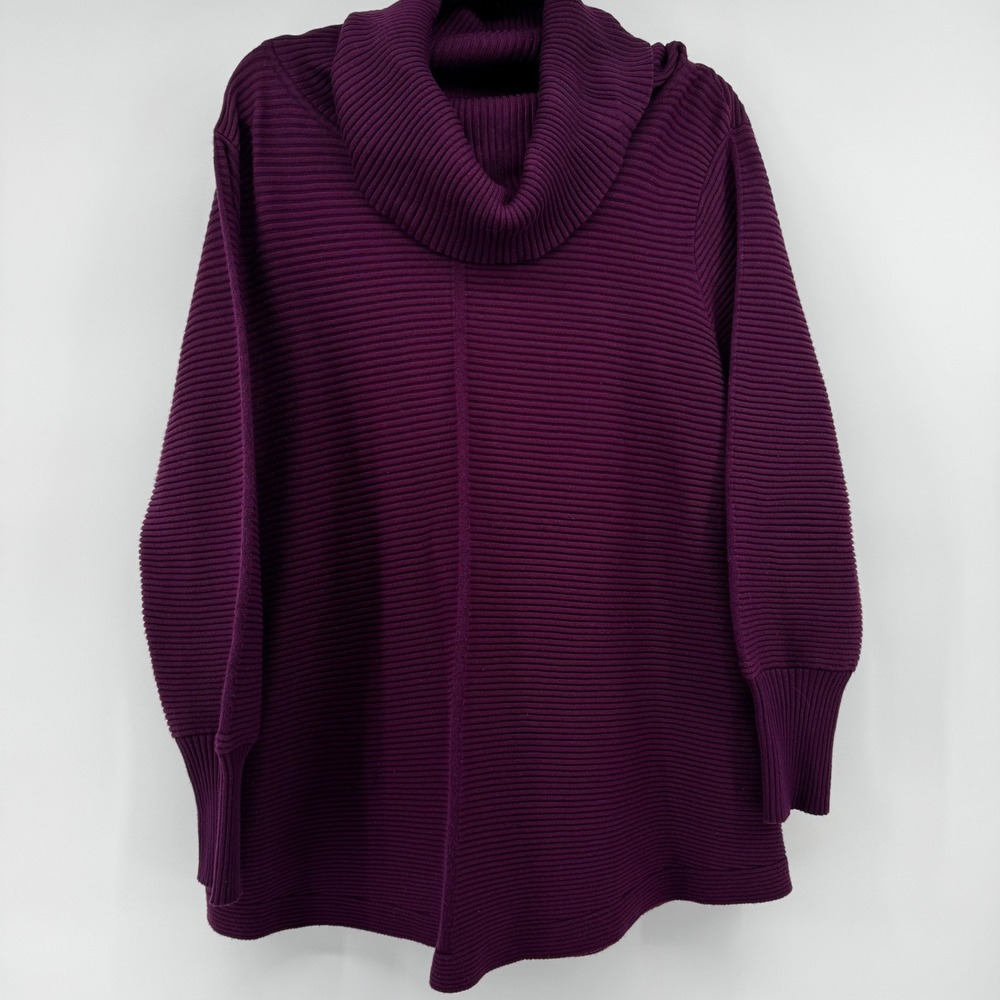 Purple Cowl Neck Tunic Sweater Women 1X Plum Oversized Comfy Minimalist Career